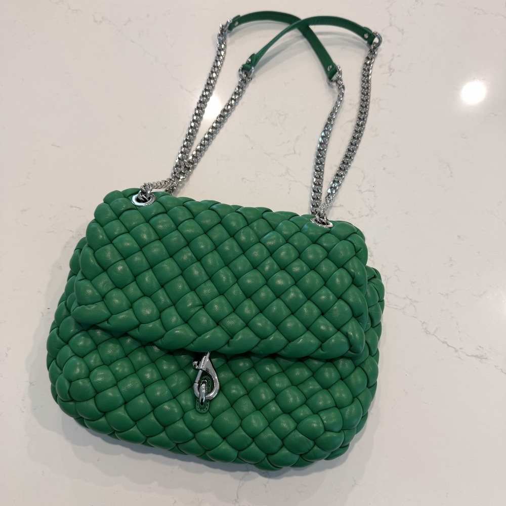 Rebecca Minkoff Green Woven Chain Shoulder Leather Convertible Crossbody Bag